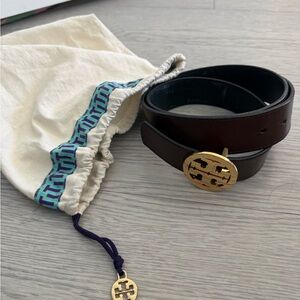 Tory Burch Miller Brown And Gold Belt